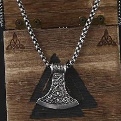 Viking Amulet Jewelry Axe Norse Viking Thors Hammer mammen Pendant Necklace for Men Boys