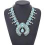 Ãzhido Long Necklaces for Women Howlite Stone Blossom Crescent Moon Pendant Western Jewelry