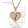 Senteria Hip Hop Iced-Out Men Necklace Rapper 18K Gold Plated CZ Fully Bling Bubble Broken Heart Pendant Necklace Chain for Men Women Fashion Jewelry Gifts