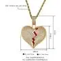 Senteria Hip Hop Iced-Out Men Necklace Rapper 18K Gold Plated CZ Fully Bling Bubble Broken Heart Pendant Necklace Chain for Men Women Fashion Jewelry Gifts