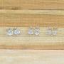 3 Pair Set Sterling Silver Cubic Zirconia Round Stud Earrings Set, 3mm 4mm 5mm