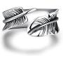 Gracefair Fashion Punk Stainless Steel Feather Ring Vintage Statement Leaf Ring Wing cast for Women Men Size 7-11