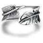 Gracefair Fashion Punk Stainless Steel Feather Ring Vintage Statement Leaf Ring Wing cast for Women Men Size 7-11
