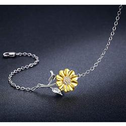 Sunflower Bracelet 925 Sterling Silver Sunflower Jewelry Sunflower Mother Day Gift Summer Jewelry Gift For Women Girlfriend Daughter with Gift Box