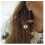 Exaggerated Long Big Evil Eyes Lips Charm Gold Color Dangle Earrings for Women Bohemian Earrings Party Jewelry (Color A)