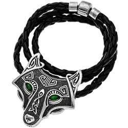 W WOOGGE Mens Necklace Norse Vikings Pendant Choker Necklace Wolf Head Nordic Necklace Original Animal Gothic Amulet Jewelry for Women