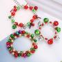 3pcs Christmas Jingle Bell Bracelets Xmas Multi Color Stretch Beaded Charm Bracelet Gift Jewelry Christmas Stocking Stuffers Holiday Party Favors For Women Girls Kids