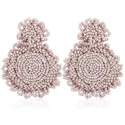 Statement Drop Earrings for Women Girls Handmade Bohemian Beaded Hoop Round Circle Drop Dangle Dangly Fashion Ear Jewellery Accessory Gift for Lover Her with Gushion Present Box