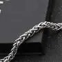 QEPOL Hamsa Hand of Fatima Silver Bracelet - Evil Eye Protection Silver Tone Alloy Charm Jewelry Lucky love Pendant Friendship Handmade Bracelet Men Women