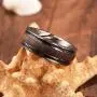 DOUX Mens Damascus Steel Wedding Ring 8mm Band Inlaid with Black Wood Comfort Fit DOUX Mens Damascus Steel Wedding Ring 8mm Band Inlaid with Black Wood Comfort Fit