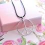 S925 Sterling Silver Peace Sign Hippie Party Accessories Pendant Necklace for Women