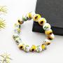 YOUCANDOIT2 Handmade Sunflower Simple Geometric Round Ceramic Bracelet Elastic for Women Girls Gift