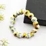 YOUCANDOIT2 Handmade Sunflower Simple Geometric Round Ceramic Bracelet Elastic for Women Girls Gift