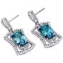 Peora Simulated Alexandrite Drop Earrings in Sterling Silver, Art Deco Dangling Design, Cushion Cut, 6.50 Carats total, Friction Backs