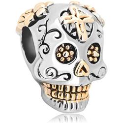 LilyJewelry Sugar Skull Charms Cross Dia De Los Muertos Charm Beads for Bracelets