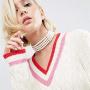 Faux Pearl Strands Choker Necklace Handmade Multilayer Beads Necklace Chain Jewelry Silver Plated for Women Girls