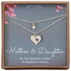 Mother Daughter Set For Two, Cutout Heart Necklaces, 2 Sterling Silver Necklaces Mothers Day Gift