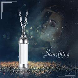 Cupimatch Glass Openable Perfume Container Vial Tube Necklace Chain, Stainless Steel Urn Keepsake Cremation Ashes Memorial Pendant Necklace Jewelry