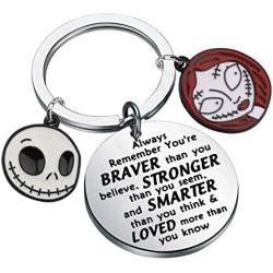 AKTAP The Nightmare Before Christmas Inspired Keychain Jack Skellington & Sally Jewelry You’re Braver Than You Believe