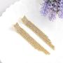 Unicra Long Rhinestone Fringe Earrings Silver Bridal Tassel Dangle Earrings Large Bling Crystal Chandelier Drop Earrings Wedding Party Jewelry for Women and Girls (Gold)