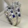 wedding ring set Two Rings His Hers Couples Matching Rings Womens 2pc White Gold Filled Blue CZ Wedding Engagement Ring Bridal Sets Mens Titanium Wedding Band wedding ring set Two Rings His Hers Couples Matching Rings Womens 2pc White Gold Filled Blue CZ Wedding Engagement Ring Bridal Sets Mens Titanium Wedding Band