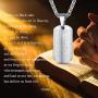 PROSTEEL Lords Prayer Tag Necklace, Stainless Steel Praying Hands Pendant & Chain, Mens Womens Necklace, 22inch-24inch, Come Gift Box