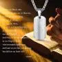 PROSTEEL Lords Prayer Tag Necklace, Stainless Steel Praying Hands Pendant & Chain, Mens Womens Necklace, 22inch-24inch, Come Gift Box