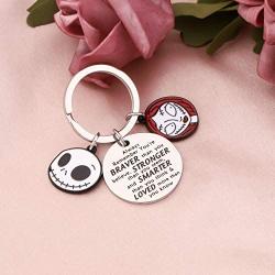 AKTAP The Nightmare Before Christmas Inspired Keychain Jack Skellington & Sally Jewelry You’re Braver Than You Believe