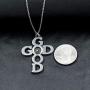 Tbrand Stainless Steel God Good Initail Cross Pendant Necklace with Real Mustard Seed Charms Religious Jewelry ZY076