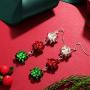 Christmas Bows Flower Piercing Dangle Earrings Red Green White Silver Plated Women Girls Holiday