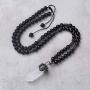 Top Plaza Natural Stone Healing Crystal Hexagonal Pointed Gemstone Pendant Necklace Crescent Moon Jewelry Adjustable Lava Rock Beads Necklaces for Women Men