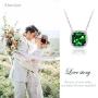 Alantyer Birthstone Necklace Square Pendant Anniversary Jewelry Gifts for Women and Girls Crystal Comes from Swarovski