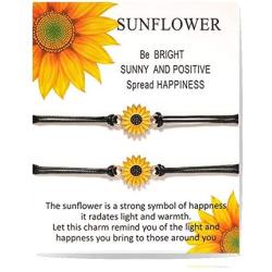 Inscape Data Handmade Sunflower Boho Bracelet Friendship Jewelry for Women Girl 2 Set