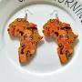 6-8Pairs Ethnic Style Geometric African Map Print Woody Earrings Personality Letter Queen Painted Dangle for Women Girls Fashion Jewelry