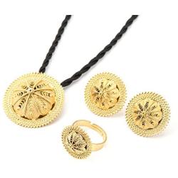 Habesha Jewelry Set Ethiopian Bridal Wedding 18k Gold Plated African 3pcs Set Nigeria Eritrea Jewelry