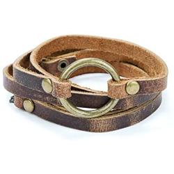 SPUNKYsoul 5 Wrap Leather Circle Bracelet Brown for Women Collection (Brown)