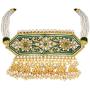 I Jewels Indian Bollywood Gold Plated Kundan Pearl Meena Work Choker Jewelry set with Jhumkis For Women