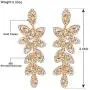 mecresh Silver/Champagne Leaf-Shape Marquise Crystal Chandelier Dangle Drop Earring for Women Wedding Party Gift