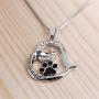 AILUOR Dog Paw Necklace, Cute Puppy Paw Print Forever Love Heart Pendant Always in My Heart Footprint Necklace Memorial Jewelry for Dog Lovers - Live & Love & Rescue