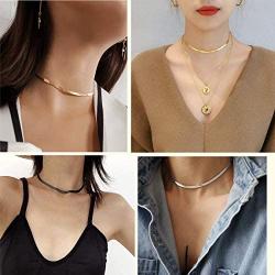 ChainsPro Girls Layered Necklace, Choker, Snake Calvice Chain, Delicate Dainty Jewelry, with Durable Clasp, 3/5MM Width, 12“/15''/18”(Send Gift Box)