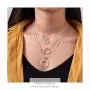 Yikisdy Beach Layerded Moon Choker Necklace Silver Map Pendant Neck Chain Boho Rings Necklaces Fashion Beaded Neck Accessory Jewelry for Women and Girls