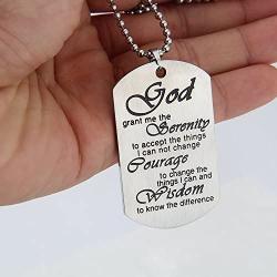 Zuo Bao God Grant Me The Serenity Prayer Quote Dog Tag Keyring Christian Religious Jewelry for Friend Family Member