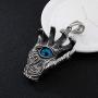 UMtrade Vintage Jewelry Mens Stainless Steel Demon Hand Dragon Claw Blue Eye Pendant Necklace