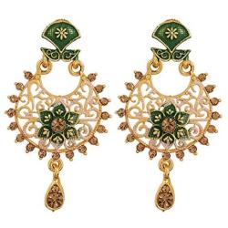 MUCH-MORE Gold Plated Meena Work Mint Colour Necklace Traditional Jewellery Set for Women/Girls