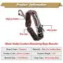 Xusamss Punk Alloy Guitar Pattern Leather Drawstring Rope Bracelet