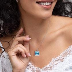 Aurora Tears 925 Sterling Silver 12 Birthstone Necklace Women Birthday Square Pendant Birth Stone Dating Jewelry