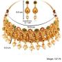 Aheli Elegant Gold Tone Crafted Ethnic Festive Wedding Party Wear Choker Necklace Jhumki Earrings Set for Indian Women Traditional Fashion Jewelry