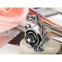 Flongo Womens Ladies Gothic Stainless Steel Vintage Big Rose Flower Vine Band Ring