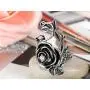 Flongo Womens Ladies Gothic Stainless Steel Vintage Big Rose Flower Vine Band Ring Flongo Womens Ladies Gothic Stainless Steel Vintage Big Rose Flower Vine Band Ring