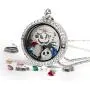 AZNECK 30mm Jack Skull Nightmare Before Christmas Floating Charms Necklaces Living Memory Halloween Locket Pendant Gifts for Women Girls Men Boys Birthstone Jewelry